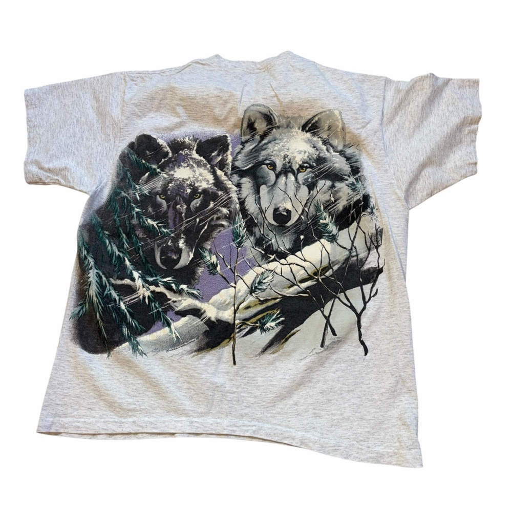 Vintage 90s single stitch cabelas wolf print size large